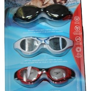 SPEEDO Adult Swim Goggles 3-pack, Black/White/Red